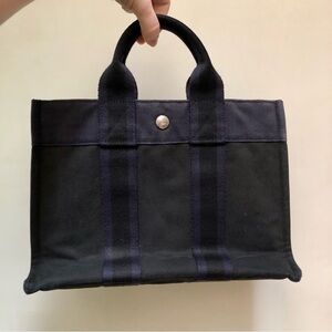 Hermès Fourre-Tout PM in Black and Blue - Unisex tote bag - Authentic